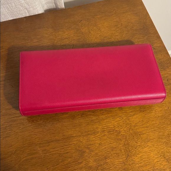 Yves Saint Laurent Classic Monogram Raspberry Pink Clutch - Picture 4 of 10